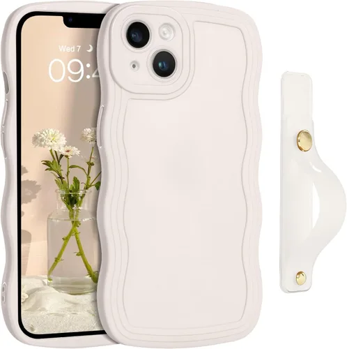 Vista 54 de GUAGUA Funda para iPhone SE 2022/2020, Funda para Teléfono iPhone 7/8 Diseño Lindo de Forma de Onda Rizada TPU Suave con Correa de Muñeca Soporte