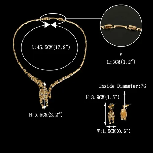 Vista 4 de EVER FAITH Juego de pendientes de collar de leopardo esmaltado de cristal austriaco para mujer, para hermana e hija