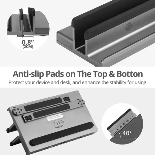 Vista 5 de SIIG Estación de acoplamiento universal USB-C para laptop, HDMI 4K 60Hz, Gigabit Ethernet, USB-A 3.0 5Gbps, 100W PD, MacBook Air/Pro/Max, Windows