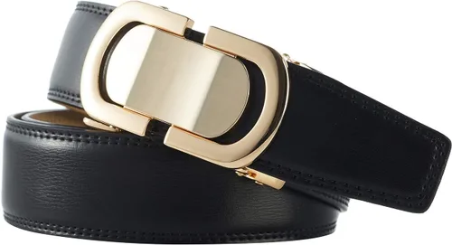 Vista 6 de Tonywell Cinturón de diseñador de cuero para hombre con hebilla de clic, ajuste exacto