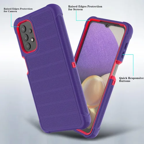 Vista 7 de Funda para Galaxy A32 5G con protector de pantalla de TPU suave, [serie de fundas], funda protectora de cuerpo completo resistente con clip