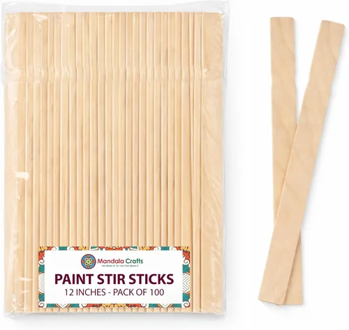 Vista 11 de Mandala Crafts 8 Inch Wooden Sticks Paint Stirrers for Acrylic Epoxy Resin