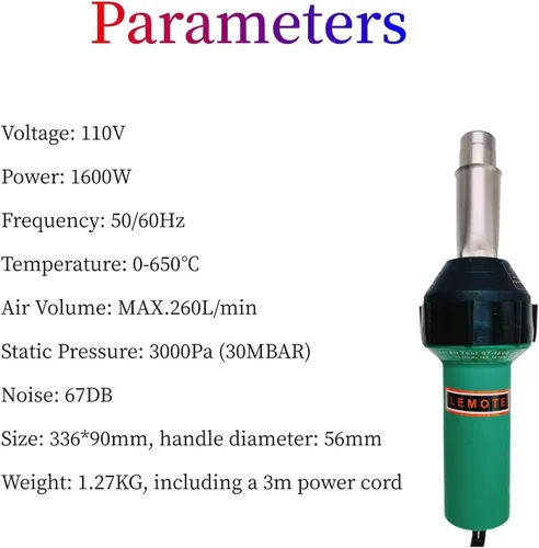 Vista 2 de 110V 1600W Aire Caliente Soldador Plástico de Mano Calor PVC Vinilo Linóleo Suelo Pistola de soldadura de aire caliente Kit de herramientas (juego 1)