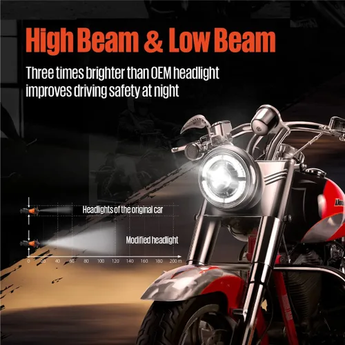 Vista 2 de KTMOTO - Faro delantero de motocicleta compatible con Street Glide 2014-2023, faro delantero de motocicleta de 7 pulgadas con luz alta y baja, faros