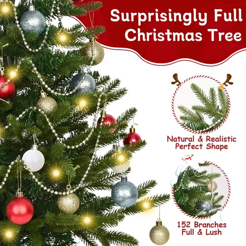 Vista 11 de Uspring Árbol de Navidad pequeño de 3 pies con luces, árbol de Navidad artificial de mesa con 50 luces LED y adornos colgantes de bricolaje, mini