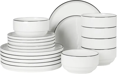 Vista 9 de Gibson Home Zen Buffetware - Juego de vajilla de 39 piezas para cena, color blanco