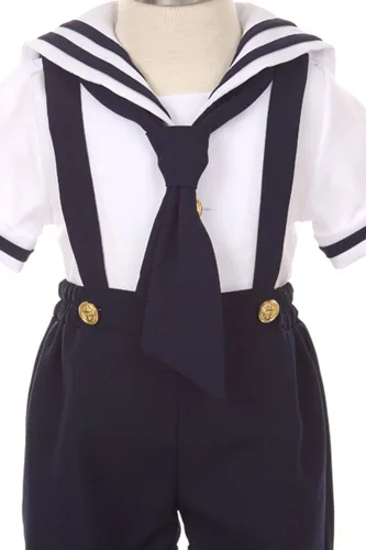 Vista 3 de iGirlDress - Traje de marinero náutico para bebé 4 piezas