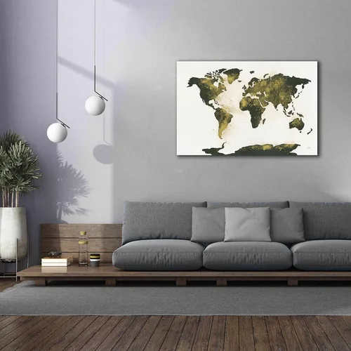 Vista 4 de Epic Graffiti 'World Map Gold Dust' por Chris Paschke, lienzo de arte de pared Giclée, 60 x 40 pulgadas
