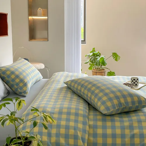 Vista 383 de mixinni Juego de funda de edredón vintage a rayas, tamaño twin, juego de ropa de cama de 3 piezas, 100% algodón lavado, suave y transpirable, funda