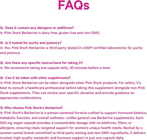 Vista 8 de Pink Stork Berberina 500 mg - Activador metabólico diario AMPK - 500 mg de metabolismo + apoyo para la salud intestinal para mujeres - probado por