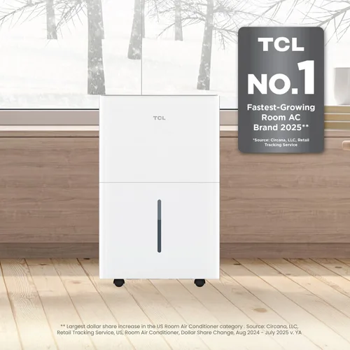 Vista 2 de TCL Deshumidificador inteligente de 4,500 pies cuadrados, Energy Star más eficiente 2024, 50 pintas por día, ideal para sótanos, habitaciones