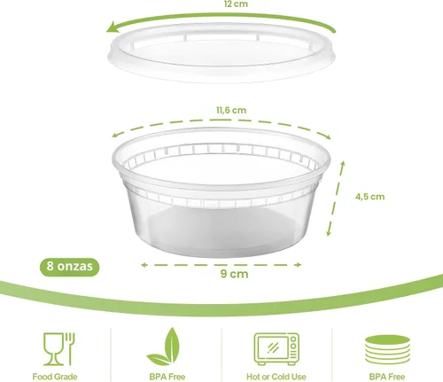 Vista 2 de AOZITA 36 juegos de recipientes de plástico de 8 onzas con tapas, recipientes herméticos para almacenamiento de alimentos, aptos