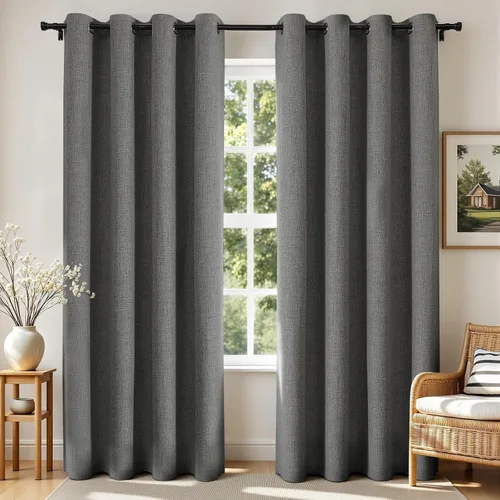 Vista 10 de Joydeco Cortinas opacas de 72 pulgadas de largo, 2 paneles burg, cortinas de oscurecimiento de habitación para dormitorio, cortinas térmicas Negro