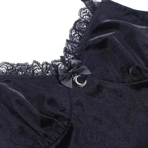 Vista 4 de TSMNZMU Womens Gothic Lolita Dress Velvet Moon Camisole Dresses Sleeveless Punk Grunge Emo Dress Goth Alt Witchy Fairy Dress