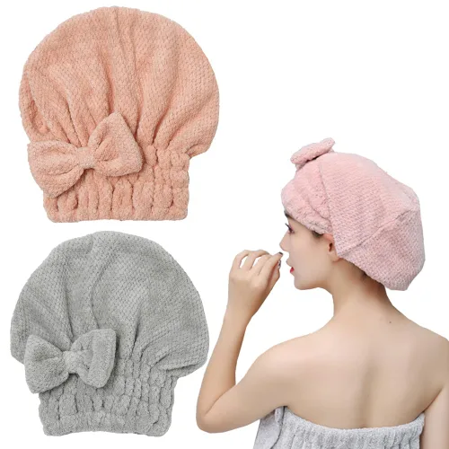 Vista 10 de M-bestl Paquete de 2 toallas de microfibra para el cabello, toalla de secado de cabello con diseño de botón, toalla para la cabeza para secar