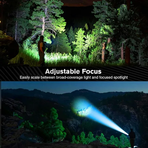 Vista 8 de Linternas recargables, luz de flash súper brillante de alto lúmenes, 5 modos de luz táctica con zoom, linternas potentes de mano impermeables