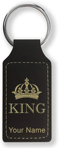 Vista 39 de Llavero rectangular, corona de rey, grabado personalizado incluido, Bambú