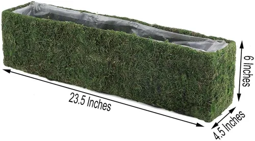 Vista 3 de Efavormart - Maceta rectangular de musgo preservado de 23.5 pulgadas con forro interior protector, canal largo cubierto de musgo para suculentas
