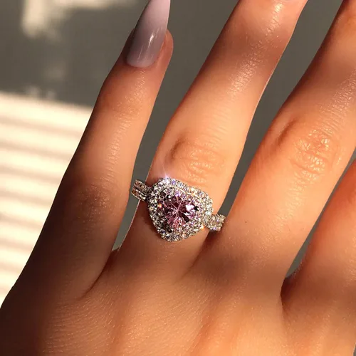 Vista 20 de Iumer - Anillo de zircón de dos piezas con incrustaciones de diamantes de imitación artificiales para mujer, talla 6-10.
