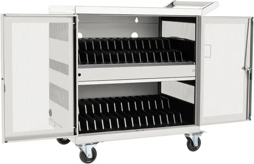 Vista 24 de Tripp Lite Estación de almacenamiento de carrito de carga móvil de CA de 21 puertos para Chromebooks, iPads, portátiles, tabletas, negro (CSC21AC)