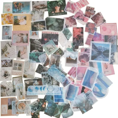 Vista 3 de Adhesivo Washi para álbum de recortes, plantas verdes, hermosos paisajes de la naturaleza, decoración de cosas de la vida diaria, calcomanías