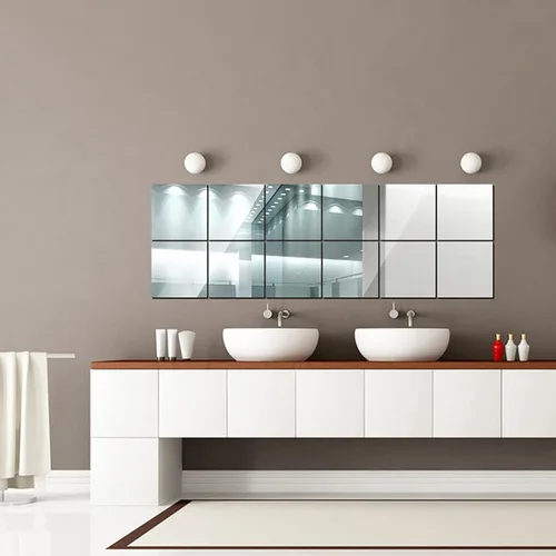 Vista 4 de Fantasyon 10 hojas de espejo flexibles, autoadhesivas, azulejos decorativos de plástico sin vidrio, calcomanías de espejo para escuela, educación