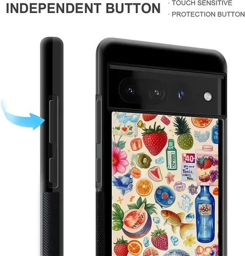Vista 1286 de Compatible con Google Pixel 4A 5G Mobile Case Creative Acrylic Panel trasero Silicona Protección Grip especialmente diseñado para Google Pixel 4A 5G