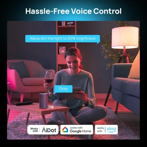 Vista 6 de Consciot Bombillas inteligentes con control remoto, bombilla LED que funciona con Alexa y Google Home, bombilla que cambia de color, bombillas A19