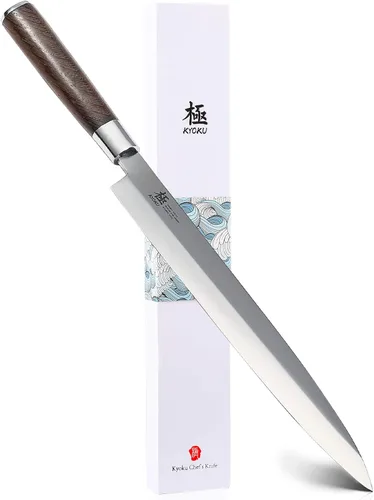Vista 12 de KYOKU Cuchillo deshuesador de 6,5 pulgadas de la serie Samurai, cuchillo de filetear con mango de madera de Pakka, acero de alto carbono