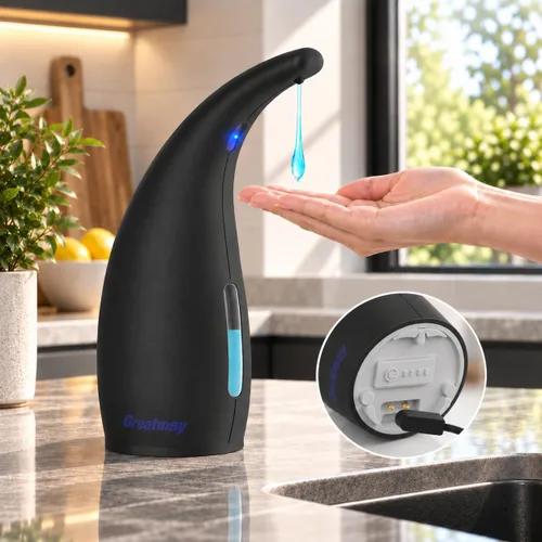 Vista 12 de Automatic Soap Dispenser Touchless Rechargeable 10 oz, Gray Argyle Azul Gris Argyle