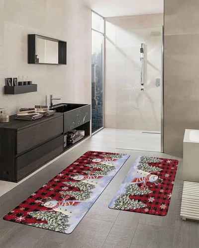 Vista 2 de Buffalo - Tapete de baño con diseño de muñeco de nieve para bañera, antideslizante, de secado rápido y absorbente, de tierra de diatomeas, fregadero