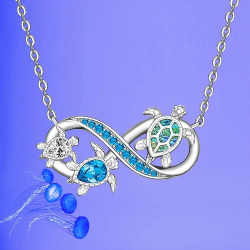 Vista 7 de St Patricks Day Shamrock Necklace Pentagram Turtle Necklace Hummingbird Necklaces for Women Sterling Silver Pendant Jewelry Gifts