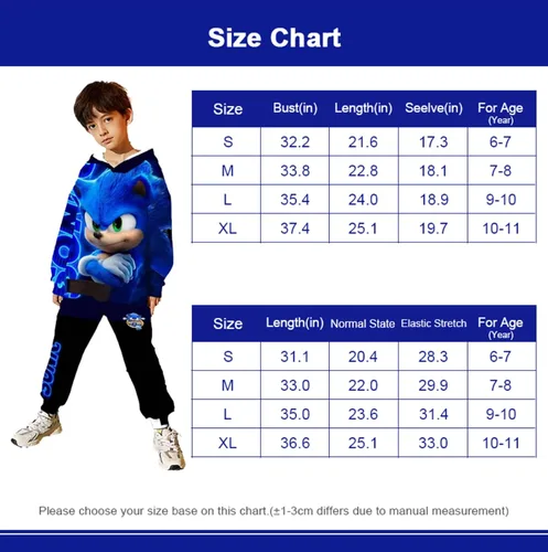 Vista 4 de JJSMCG Kids HoodieBoys And Girls HoodiesAnime Tracksuit Suit Set