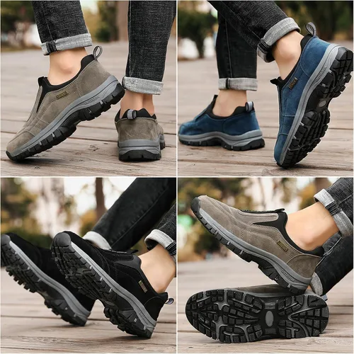 Vista 4 de Zapatos de senderismo para hombre, zapatos de senderismo anchos transpirables antideslizantes, zapatos ortopédicos de senderismo al aire libre