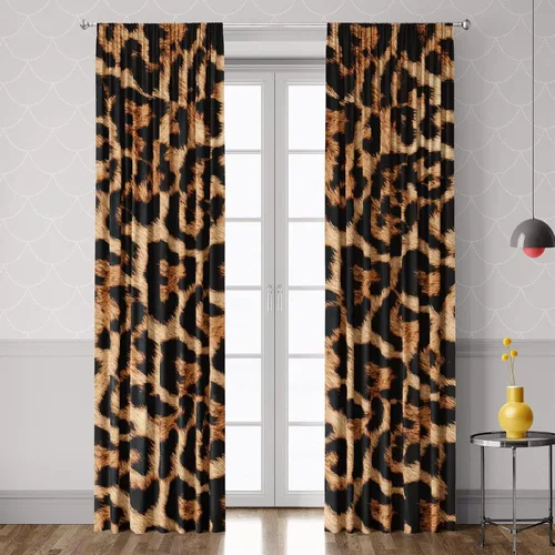 Vista 10 de Cortinas con estampado de leopardo de 42 pulgadas de ancho x 63 pulgadas de alto, para sala de estar y dormitorio, decoración de guepardo