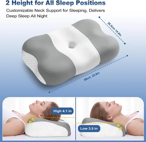 Vista 3 de VYLEE Almohada cervical cervical para dormir, almohadas ergonómicas