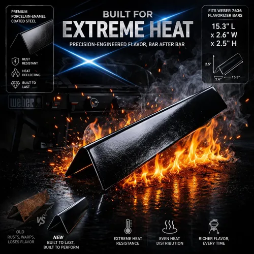 Vista 3 de Barras Flavorizer más pesadas de 15.3 pulgadas para Weber Spirit y GS4 Spirit II serie 300, Spirit II E-310 (control montado en la parte frontal)