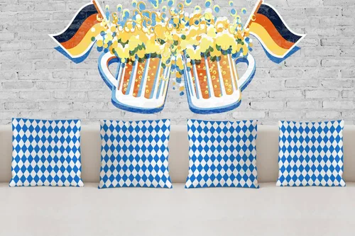 Vista 2 de Nepnuser Fundas de almohada Oktoberfest de 18 x 18 pulgadas, decoración de fiesta de cerveza alemana bávara para decoración de fiestas, para cama