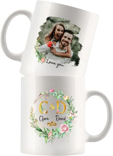 Vista 13 de Taza de café con nombre personalizado, regalo para mamá, esposa, novia, tazas personalizadas para mujeres con letra personalizada del alfabeto, taza