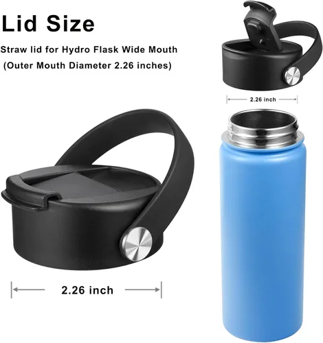 Vista 3 de Tapa abatible para Hydro Flask de boca ancha de 32 40 onzas con mango flexible, tapa de café de repuesto compatible con Hydroflask, Nalgene y más.