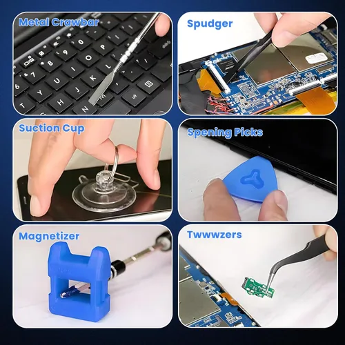 Vista 8 de Juego de destornilladores de precisión de 142 piezas para electrónicos – Kit de herramientas de reparación multi-bit para iPhone, MacBook, laptop