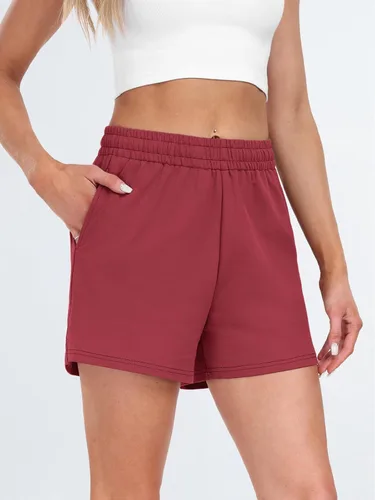 Vista 9 de AUTOMET Pantalones cortos deportivos para mujer, estilo casual, con cordón, cómodos, elásticos, de cintura alta, con bolsillos