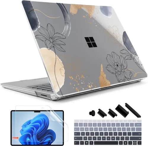 Vista 25 de TWOLSKOO Funda para portátil Microsoft Surface Go 2/1 de 12.4" lanzada con el modelo 1943/2013, carcasa rígida de plástico protectora y cubierta