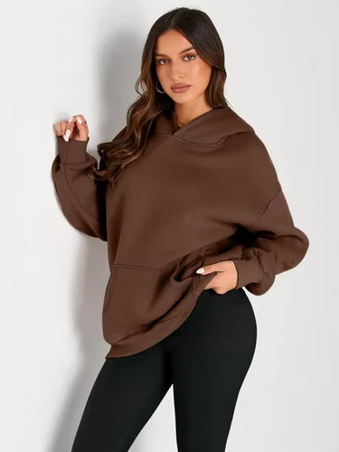 Vista 151 de Trendy Queen - Sudaderas extragrandes con capucha para mujer, suéteres de manga larga, sin botones, de vellón, de otoño, ropa de invierno