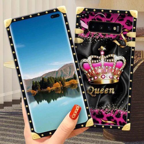 Vista 5 de Funda compatible con Samsung Galaxy S10 Plus, J Crown Queen con estampado de leopardo de lujo, elegante, suave, TPU a prueba de golpes, protección