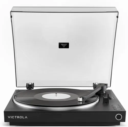 Vista 11 de Victrola - Tocadiscos Bluetooth completamente automático con cartucho Audio Technica ATN3600L y Victrola Tempo – Parlantes de estantería Bluetooth