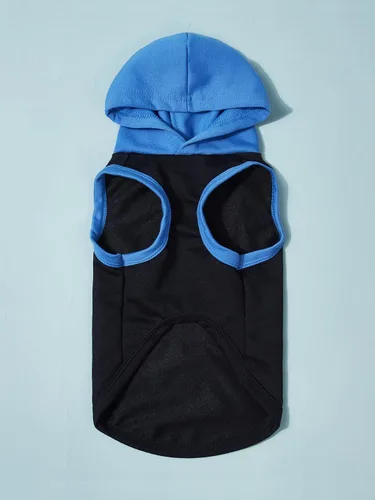 Vista 5 de QWINEE Camiseta sin mangas con capucha para perro con estampado de letras para gatos y cachorros, chaleco sin mangas para perro, ropa elástica