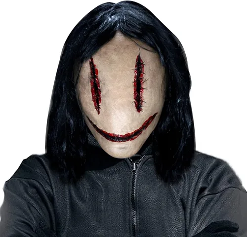 Vista 3 de nezababycos Máscara de terror para Halloween, máscara de mujer asesina en serie con pelucas, disfraz de fantasma, demonio, fantasma, demonio