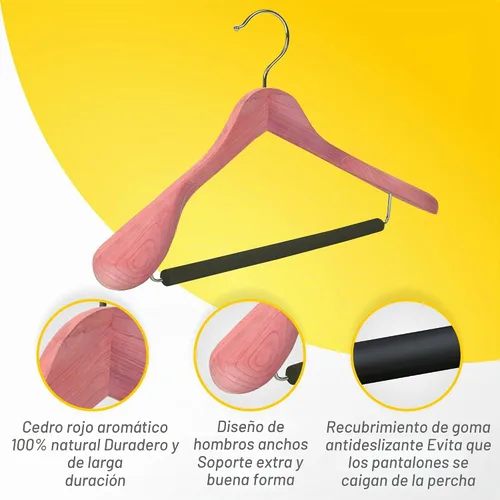 Vista 2 de DEILSY™ - Perchas de cedro para hombre, paquete de 5 perchas anchas