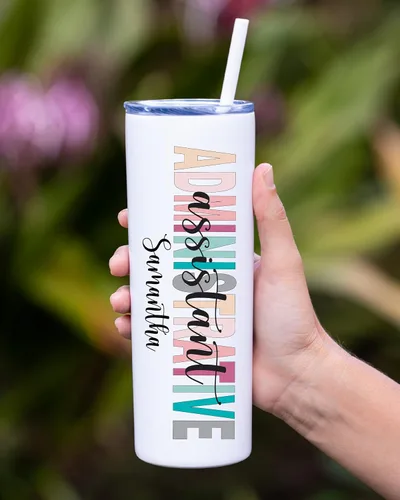 Vista 4 de AVITO Vaso personalizado para asistente administrativo, vaso de acero inoxidable de 20 onzas, regalo de oficina